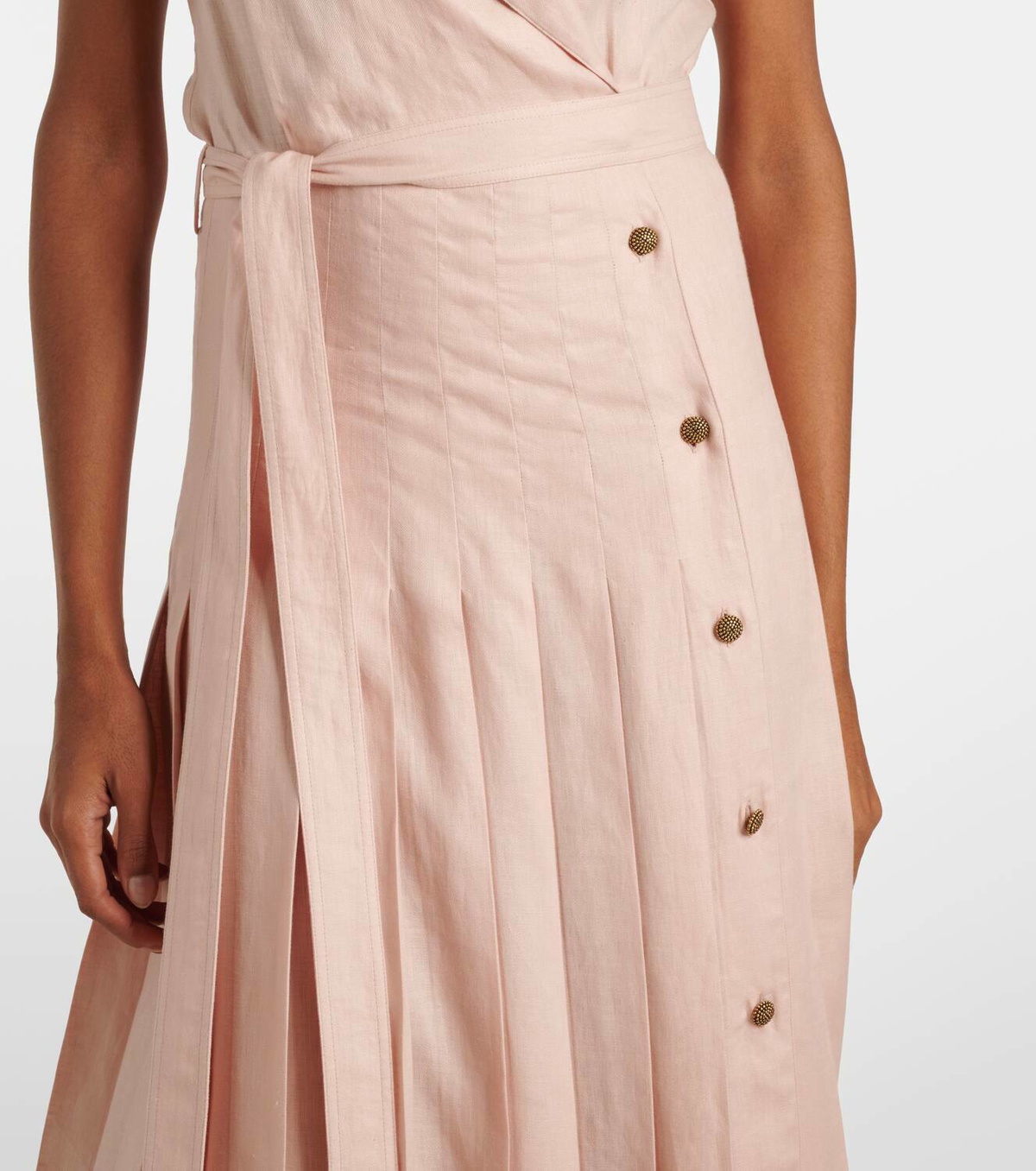 Loro Piana Bryce pleated linen midi dress