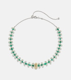Kamyen 18kt white gold necklace with emeralds