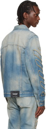 Off-White Blue Diagonal Raw Patch Denim Jacket