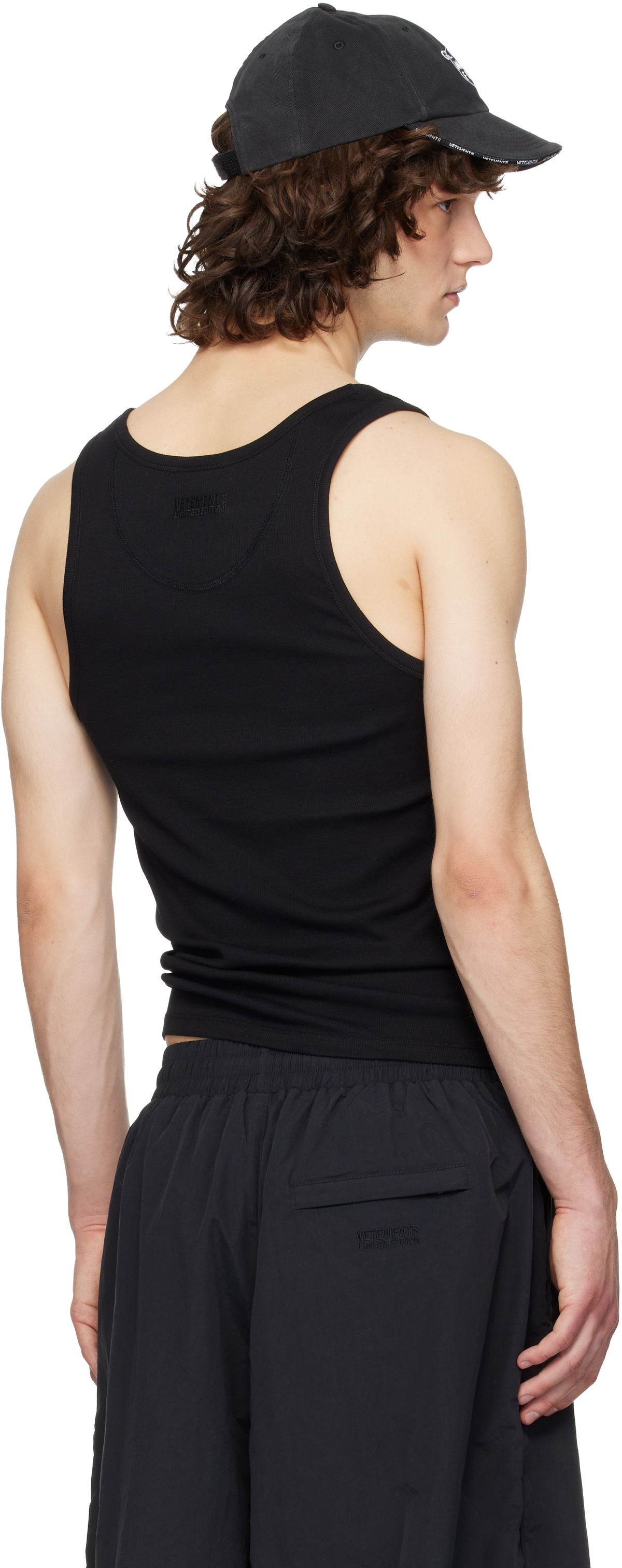 VETEMENTS Black Biker Cross Logo Tank Top