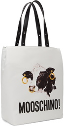 Moschino White Cow Shopper Tote