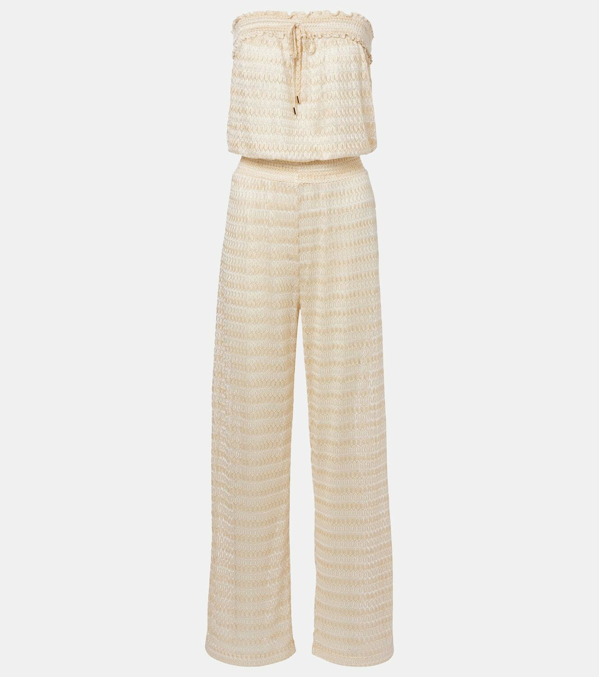 Melissa Odabash Viv knitted strapless lamé jumpsuit