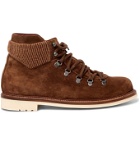Loro Piana - Laax Walk Baby Cashmere-Trimmed Suede Hiking Boots - Brown
