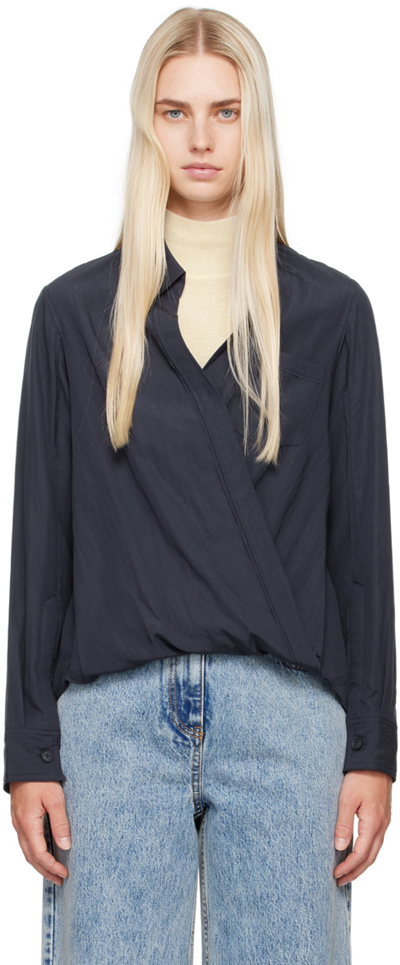 3.1 Phillip Lim Navy Crossover Shirt