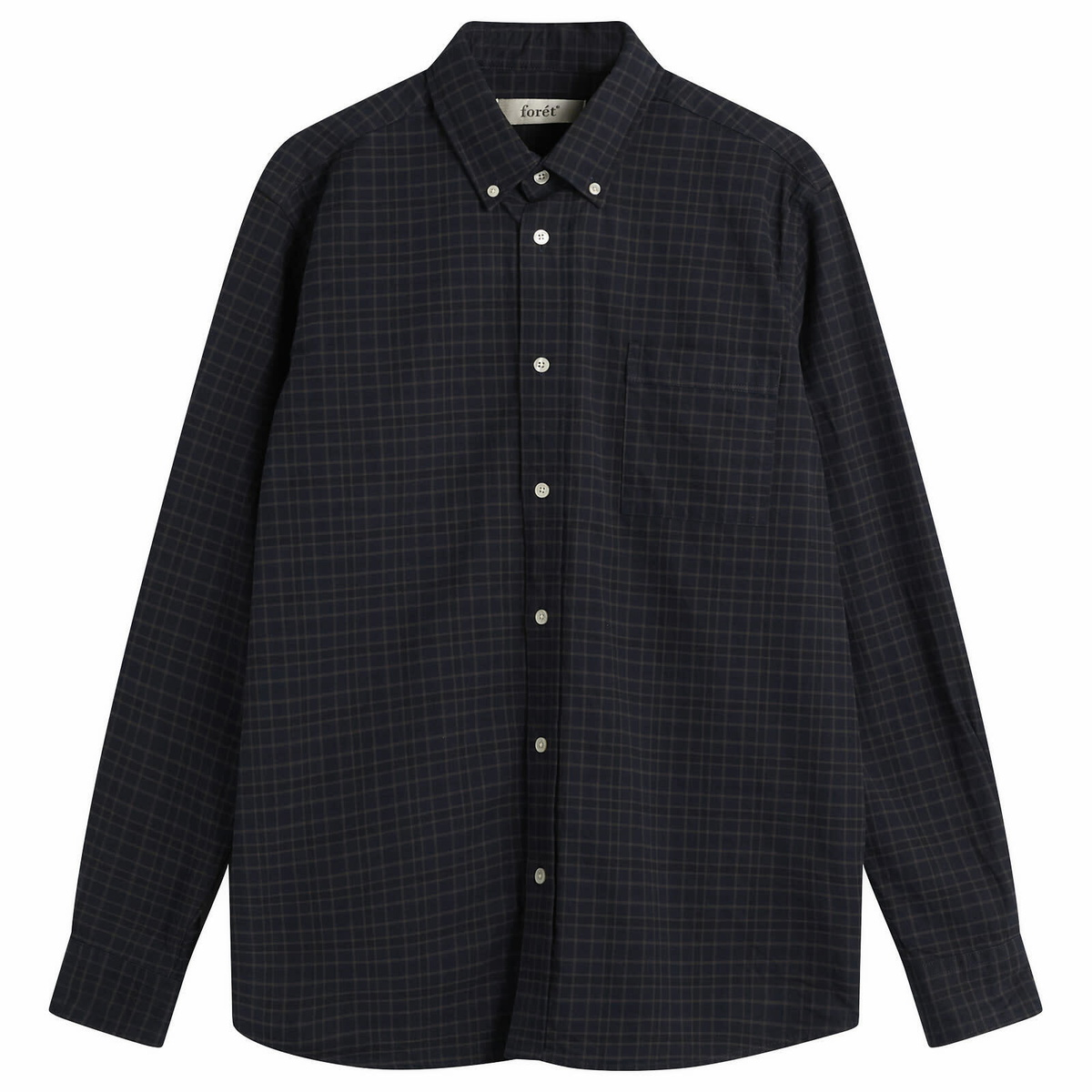 Foret Men's Creek Heavy Flannel Check Overshirt in Navy
