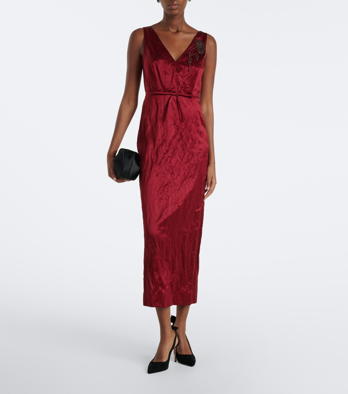 Erdem Embellished satin cocktail dress