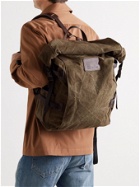 BLEU DE CHAUFFE - Leather and Webbing-Trimmed Cotton-Canvas Backpack