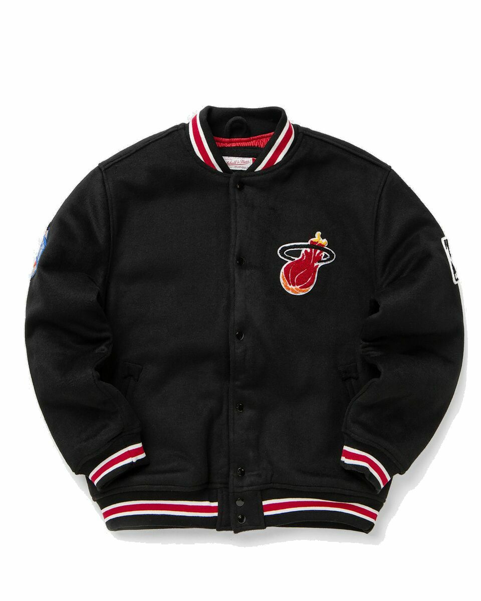 Photo: Mitchell & Ness Nba Miami Heat Hardwood Classics Wool Varsity Jacket Black - Mens - College Jackets