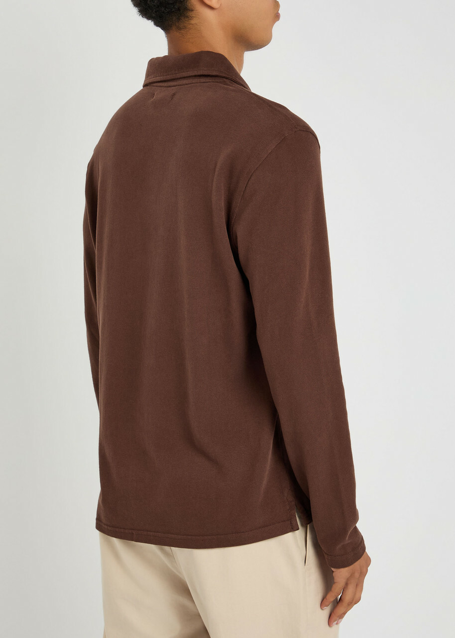 Paige Hammond Brushed Jersey Polo Shirt Dark Brown