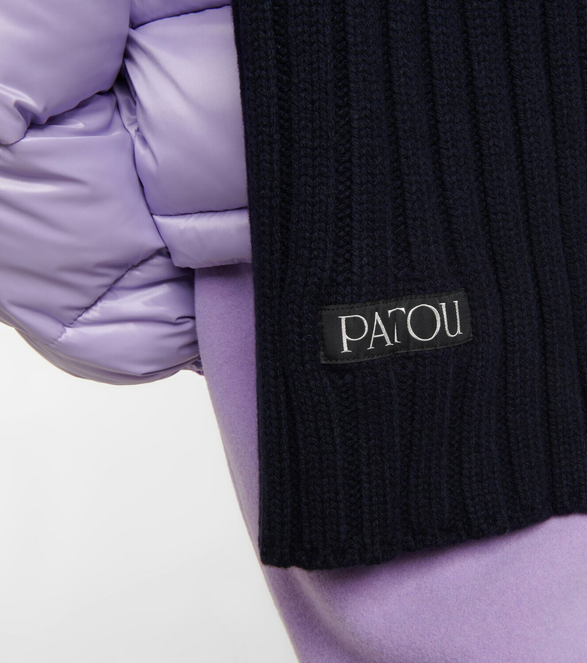 Patou Ribbed-knit wool and cashmere scarf