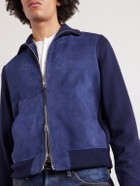 TOM FORD - Slim-Fit Merino Wool-Blend and Suede Bomber Jacket - Blue