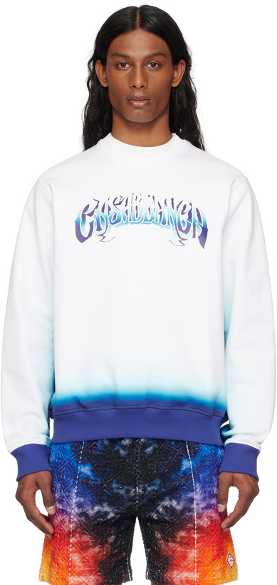 Photo: Casablanca White & Blue Fade Sweatshirt