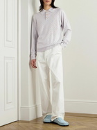 Casablanca - Crystal-Embellished Wool Polo Shirt - Gray