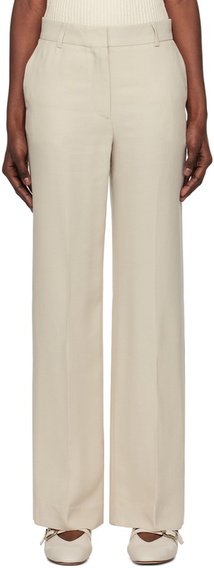 Photo: TOTEME Beige Straight-Leg Trousers