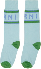 Marni Blue Mohair Logo Socks