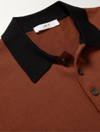 Mr P. - Contrast-Tipped Cotton Polo Shirt - Brown