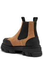 Ganni Panelled Suede Chelsea Boots Tan