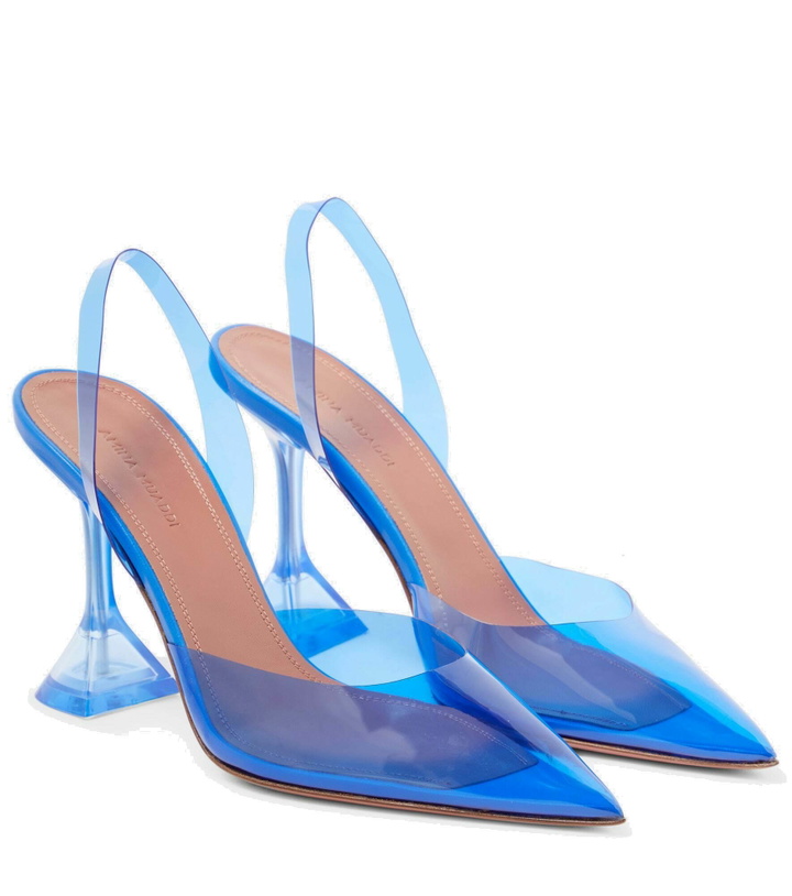 Photo: Amina Muaddi - Holli Glass PVC slingback pumps
