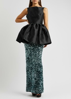 Solace London Simona Peplum Faille top Black