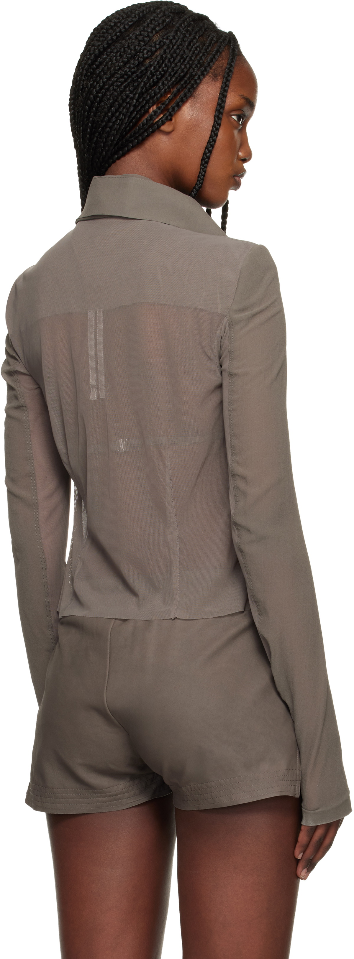 Rick Owens Gray Temple Classic Biker Jacket