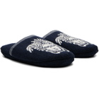 Versace Navy Cotton-Terry Jacquard Slippers