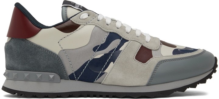 Photo: Valentino Garavani Gray & Burgundy Rockrunner Sneakers