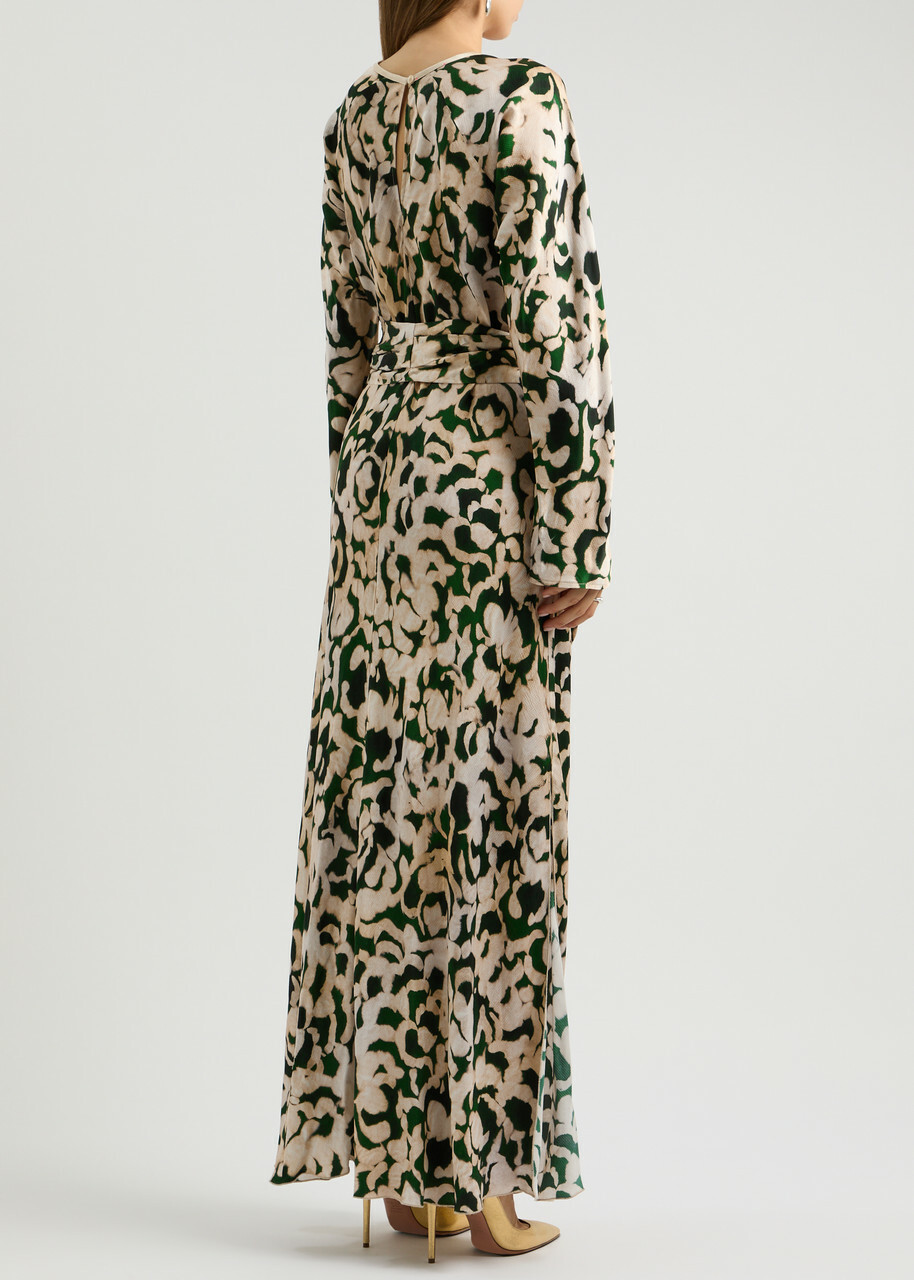 Forte_forte Printed Hammered Satin Maxi Dress Multicoloured