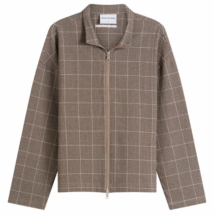 Photo: MKI Men's Seersucker Check Track Jacket in Brown