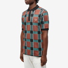 Fred Perry Men's Gllitch Tartan Polo Shirt in Whisky Brown