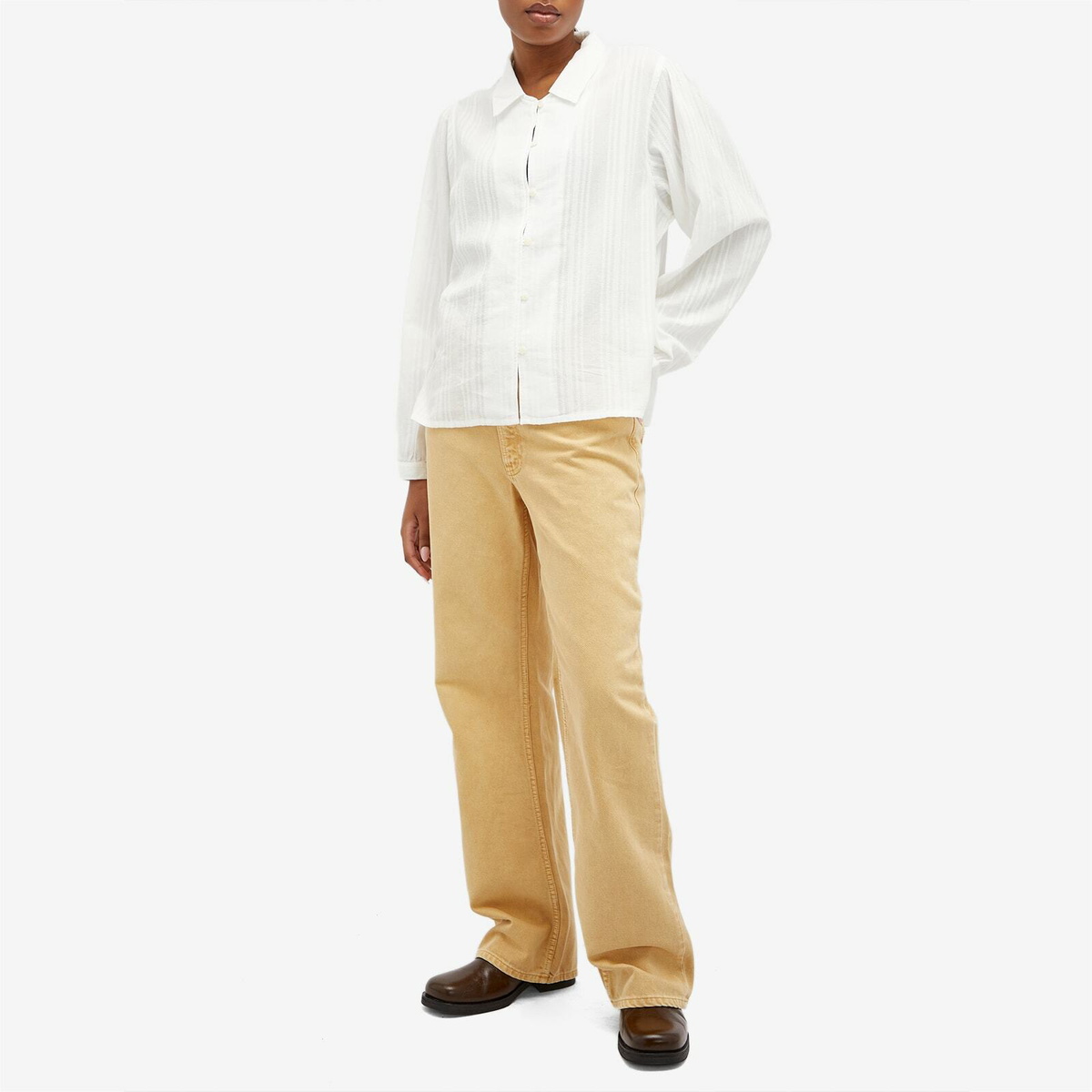 Nudie Jeans Co Women's Nudie Edith Striped Dobby Blouse in Off White