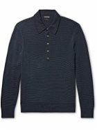 TOM FORD - Slim-Fit Waffle-Knit Polo Shirt - Blue
