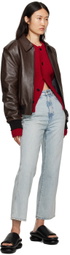 Recto Brown Epaulet Leather Jacket