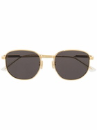 Bottega Veneta Eyewear Gold-Tone Round Frame Sunglasses
