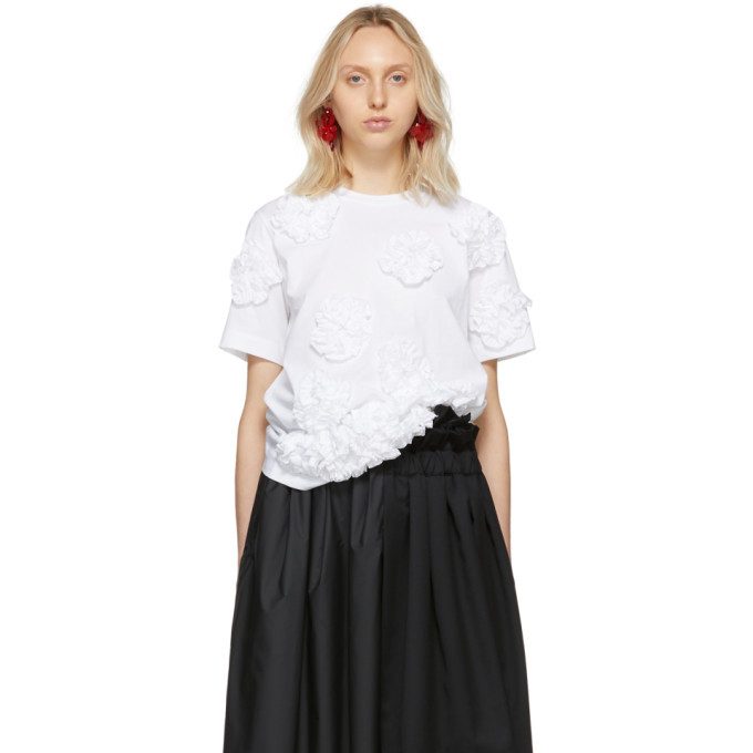 Simone Rocha White Ruffle Flowers T-Shirt Simone Rocha