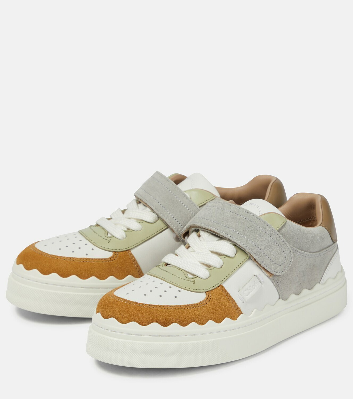 Chloe - Lauren leather and suede sneakers Chloe