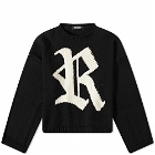Raf Simons Men's R Jacquard Crew Knit in Black