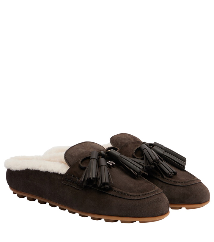 Photo: Hogan H693 shearling-lined suede slippers