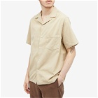 Portuguese Flannel Men's Cord Camp Collar Vacation Shirt in Cream