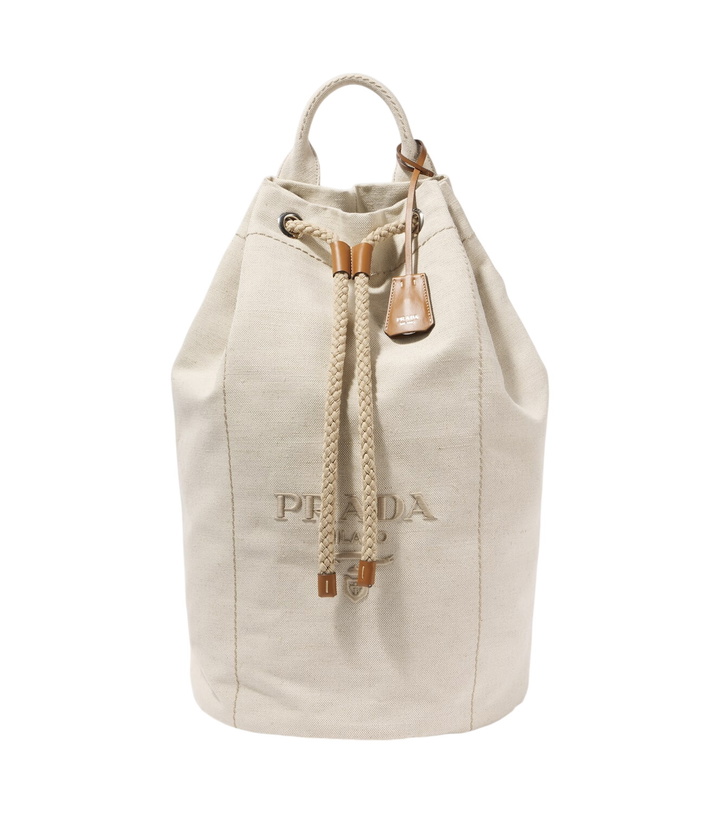 Photo: Prada Logo embroidered canvas duffel bag
