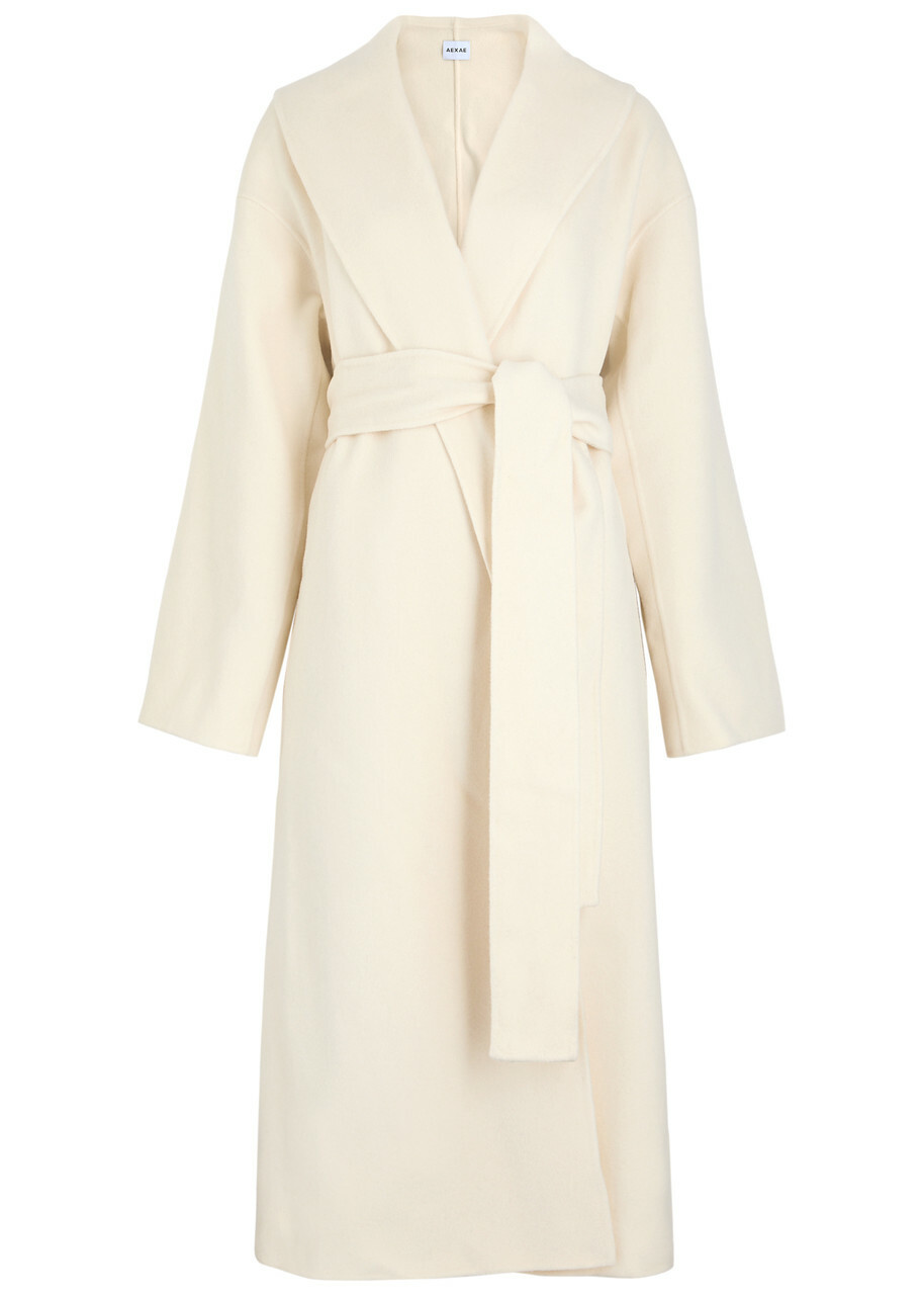 Aexae Belted Wool-blend Coat White