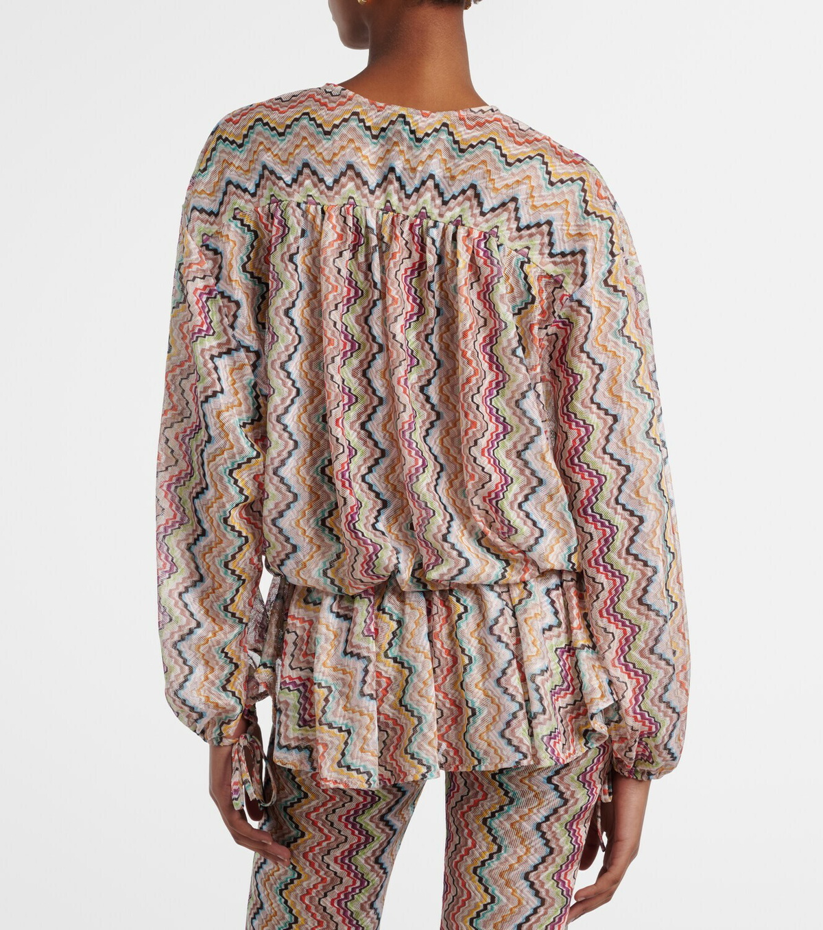 Missoni Zig Zag cutout gathered blouse
