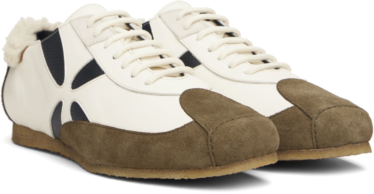 Stefan Cooke Off-White & Brown Slashed Trainer Sneakers