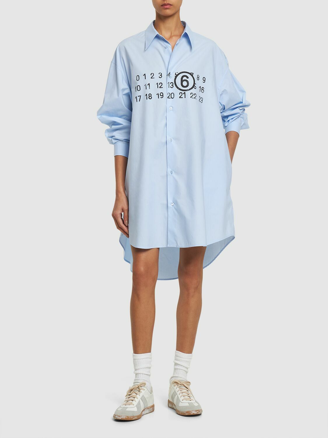 MM6 MAISON MARGIELA - Cotton Poplin Logo Mini Shirt Dress MM6 MAISON MARGIELA - Cotton Poplin Logo Mini Shirt Dress