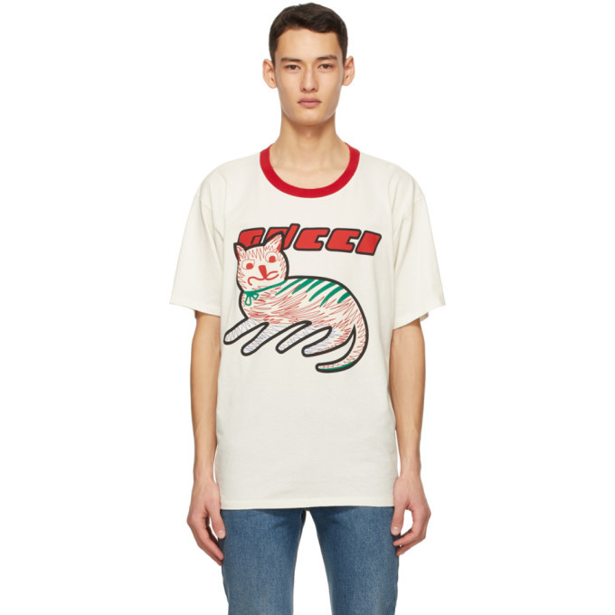 Photo: Gucci Off-White Cat Print Oversize T-Shirt