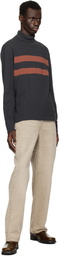 RRL Navy & Red Double Striped Turtleneck