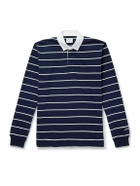 Noah - Classic Rugby Striped Cotton-Jersey Polo Shirt - Blue