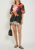 Rabanne Printed Gathered Linen and Cotton-blend T-shirt Purple
