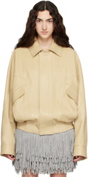 ABRA Yellow Leather Bomber Jacket