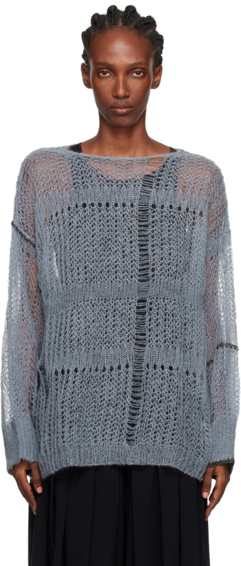 Photo: Y's Blue Sheer Boatneck Sweater