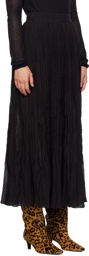 TOTEME Black Crinkled Plissé Maxi Skirt